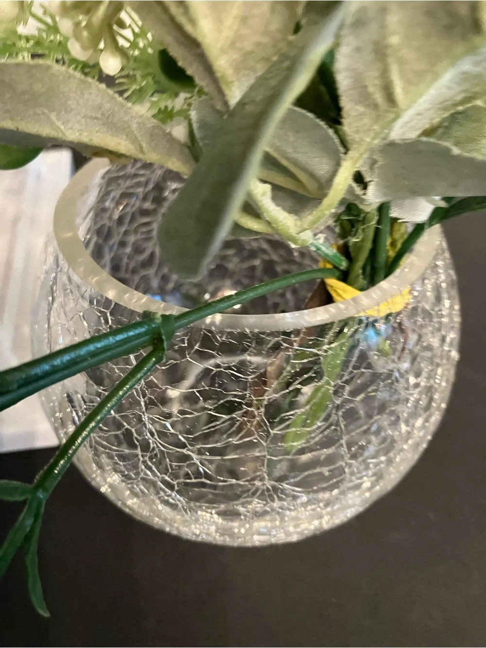 White Decorative Lantern with Faux Floral Arrangement